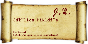 Jálics Miklós névjegykártya