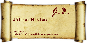 Jálics Miklós névjegykártya